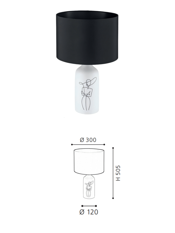 Decorative Artistic Ceramic Table Lamp - Black Fabric Shade, Bedside Lamp for Contemporary Bedrooms