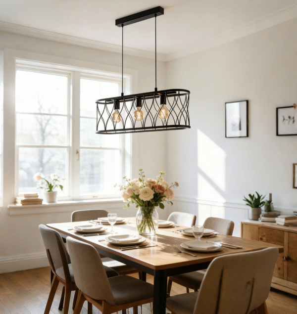 Minimalist Black Steel 3-Head Pendant Light - Decorative Ceiling Lamp for Contemporary Dining Spaces