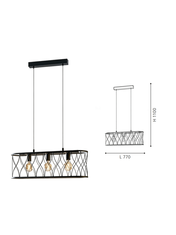 Minimalist Black Steel 3-Head Pendant Light - Decorative Ceiling Lamp for Contemporary Dining Spaces