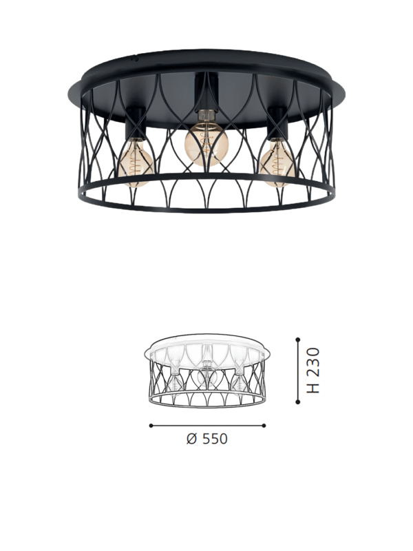 Minimalist Black Steel 3-Head Ceiling Light - Decorative Lamp for Contemporary Living Areas