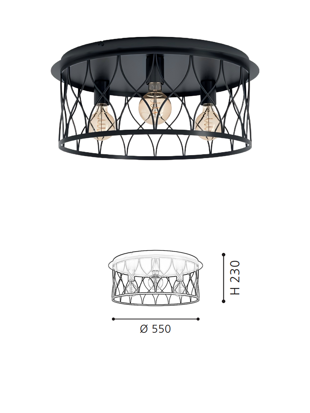 Minimalist Black Steel 3-Head Ceiling Light - Decorative Lamp for Contemporary Living Areas - Image 2