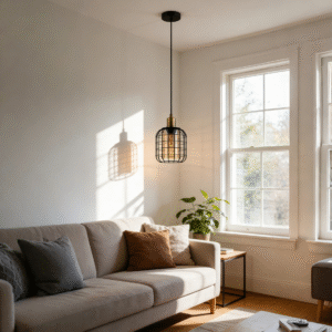 Minimalist Black Steel- Glass Vaporized Pendant Light - Decorative Ceiling Lamp