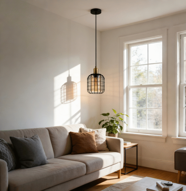 Minimalist Black Steel- Glass Vaporized Pendant Light - Decorative Ceiling Lamp