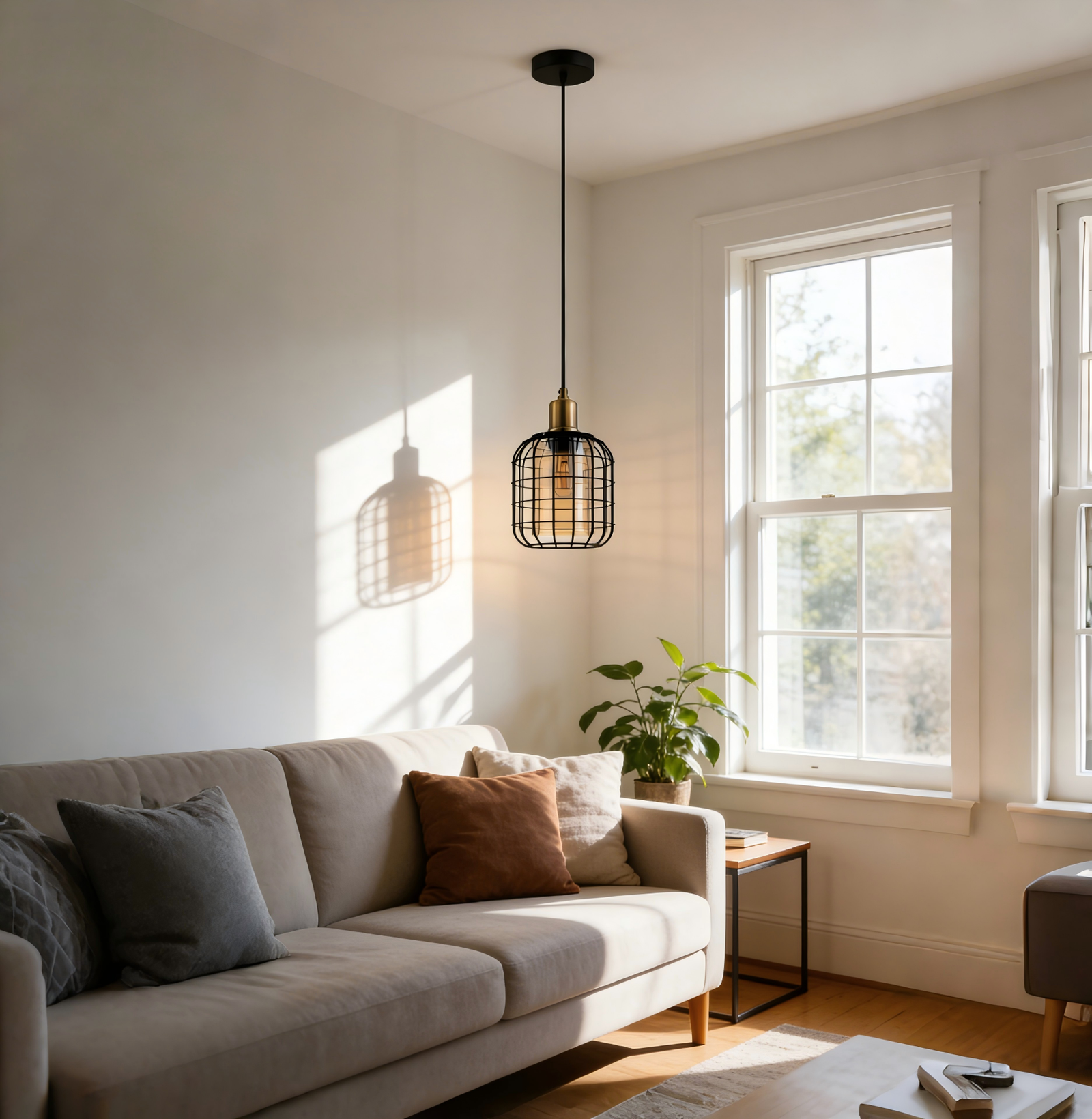 Minimalist Black Steel- Glass Vaporized Pendant Light - Decorative Ceiling Lamp - Image 1