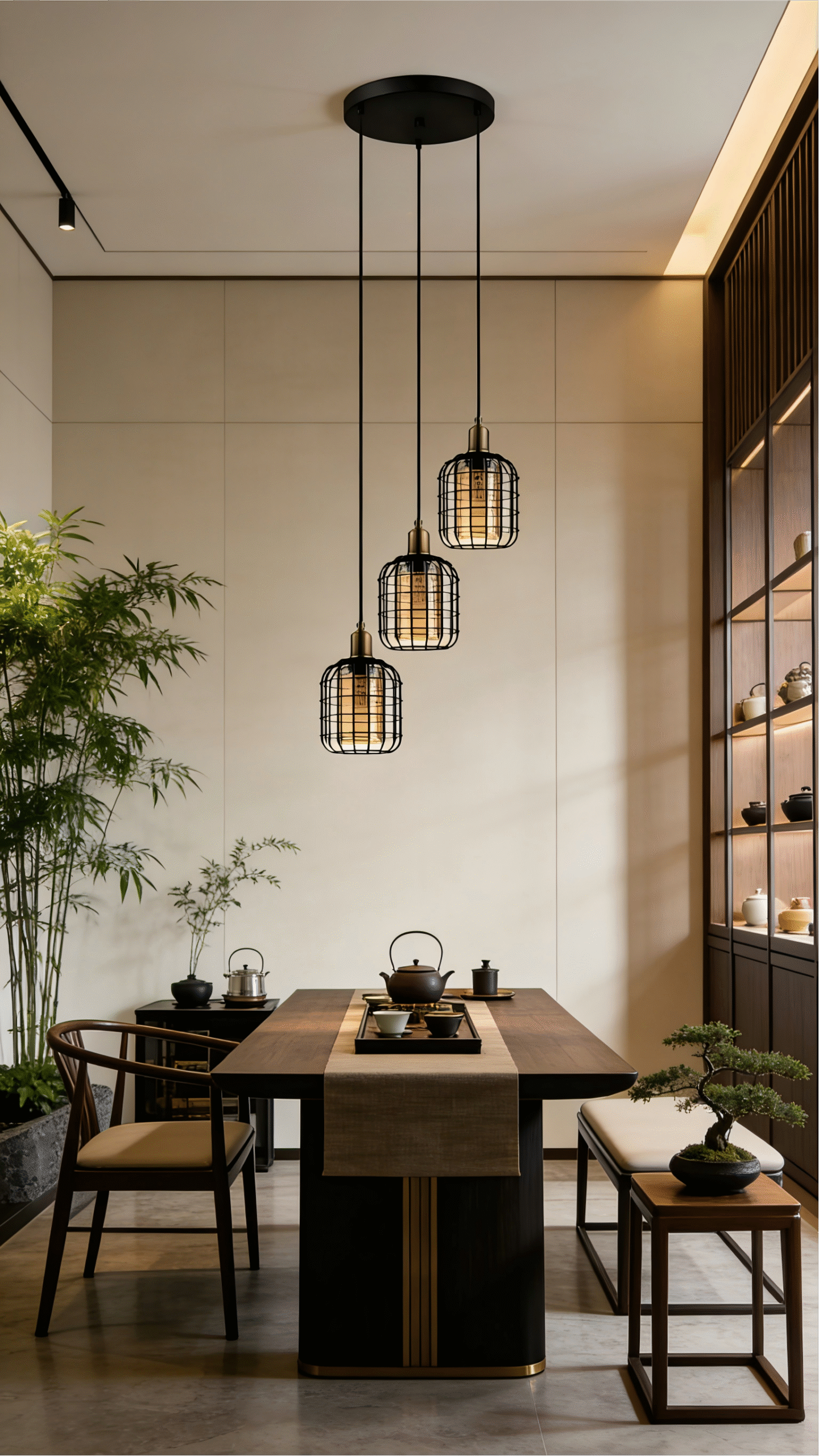 Minimalist 3-Head Black Steel- Glass Vaporized Pendant Light - Decorative Ceiling Lamp - Image 1