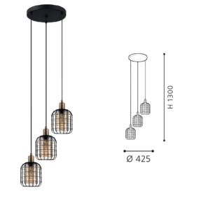 Minimalist 3-Head Black Steel- Glass Vaporized Pendant Light - Decorative Ceiling Lamp - Image 2