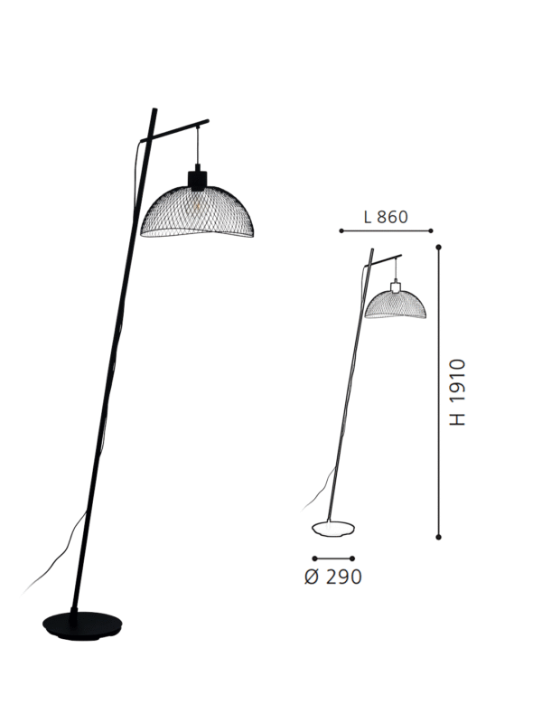 Modern Industrial Floor Lamp (Black) - Dome Wire Mesh, Functional Decorative Lamp for Contemporary Rooms