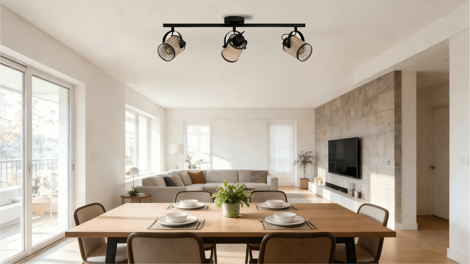 Minimalist 3-Head Natural Style  Ceiling light -  Decorative Lamp for Contemporary Rooms - Image 1