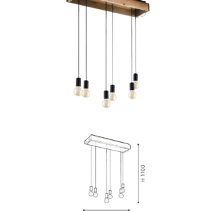 Minimalist Wooden Frame 6-Head Pendant Light -Decorative  Lamp for Industrial Spaces - Image 2