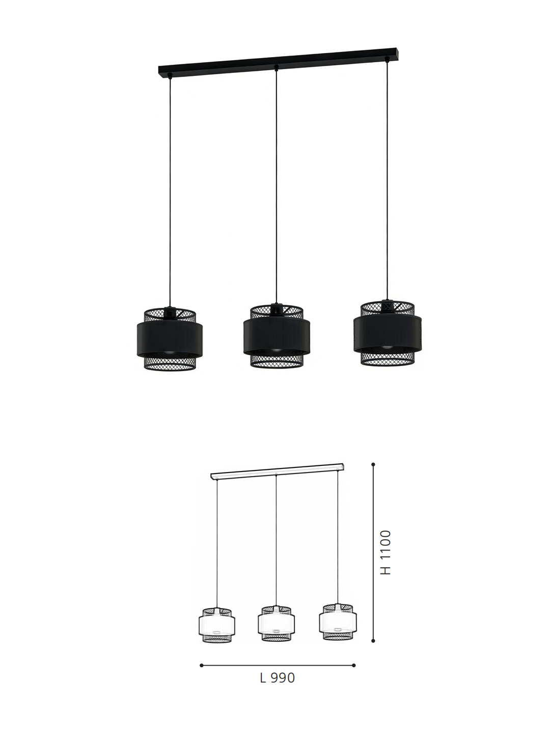 Modern Industrial 3-Head Pendant Light (Black) -  Functional Decorative Lamp for Living Spaces - Image 2