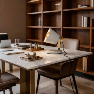 Minimalist Concrete & Gold Desk Spotlight - Functional Table Lamp for Contemporary Interiors