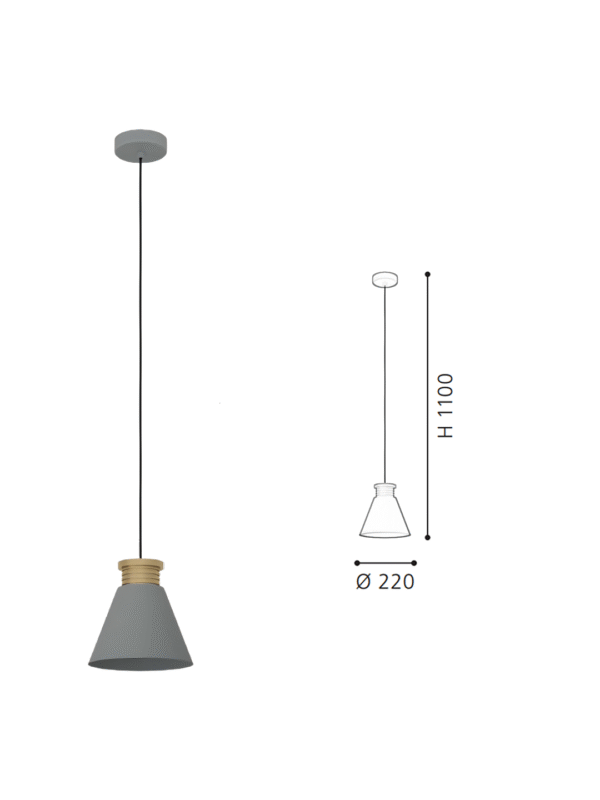 Conical Gray-Gold Accent Pendant Light - Modern Design, Decorative Ceiling Lamp for Contemporary Interiors