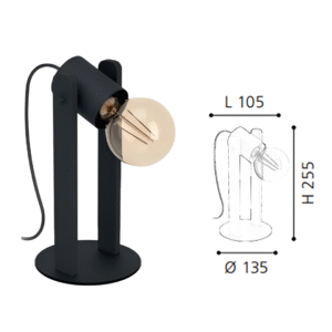 Black Steel-Wood Table Light - Image 2