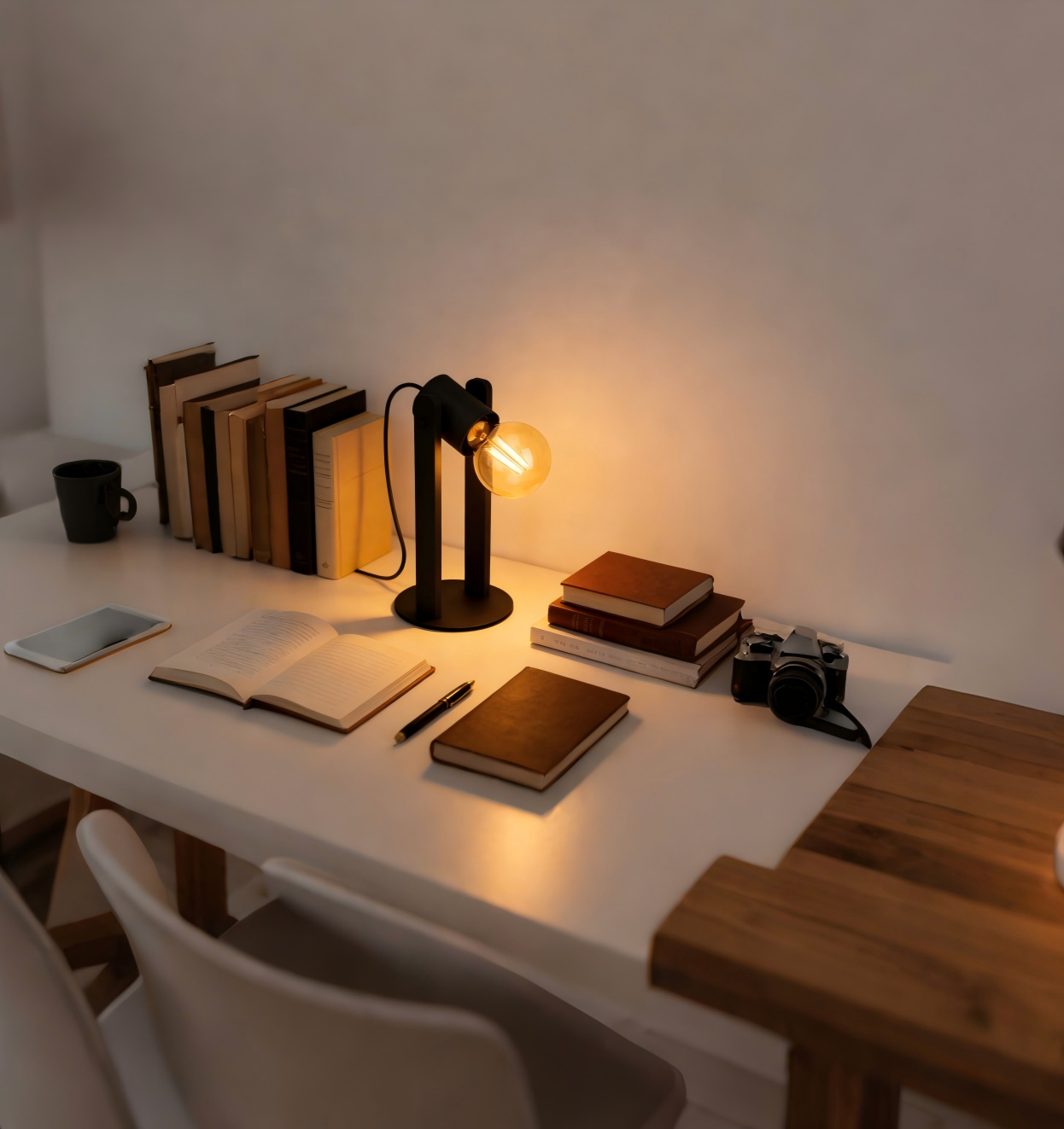 Black Steel-Wood Table Light - Image 1