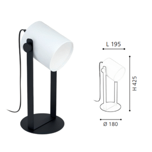 Black & White Steel-Wood-Fabric Table Light - Image 2