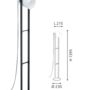 Black & White Steel-Wood-Fabric Floor Light - Image 2