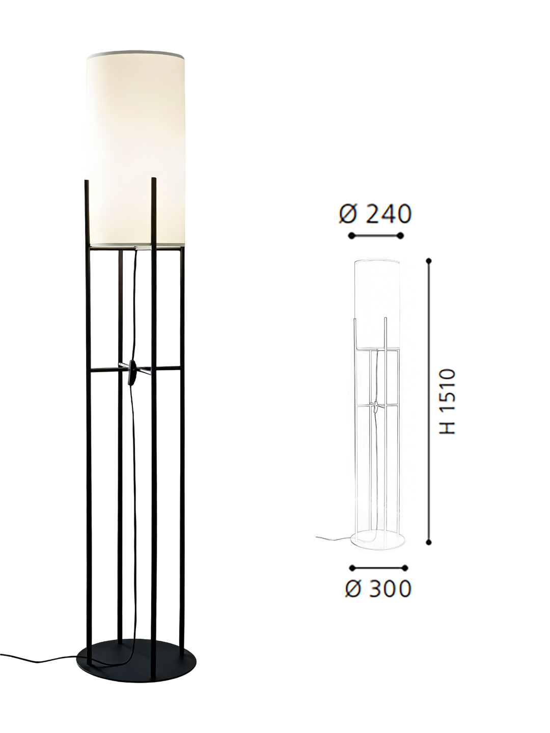 Black & White Steel-Fabric Floor Light - Image 2