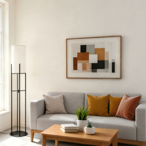 Black & White Steel-Fabric Floor Light