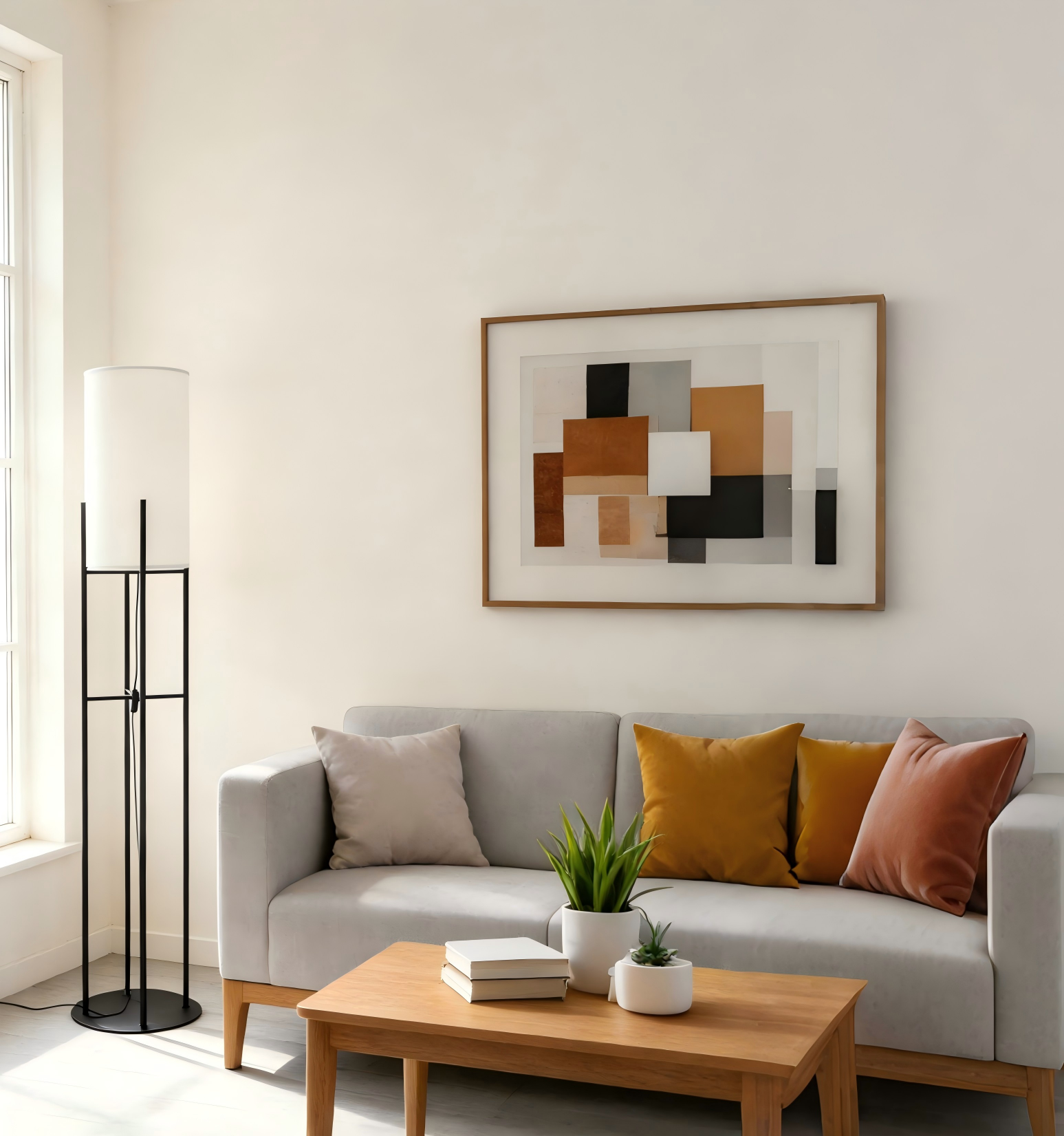 Black & White Steel-Fabric Floor Light - Image 1