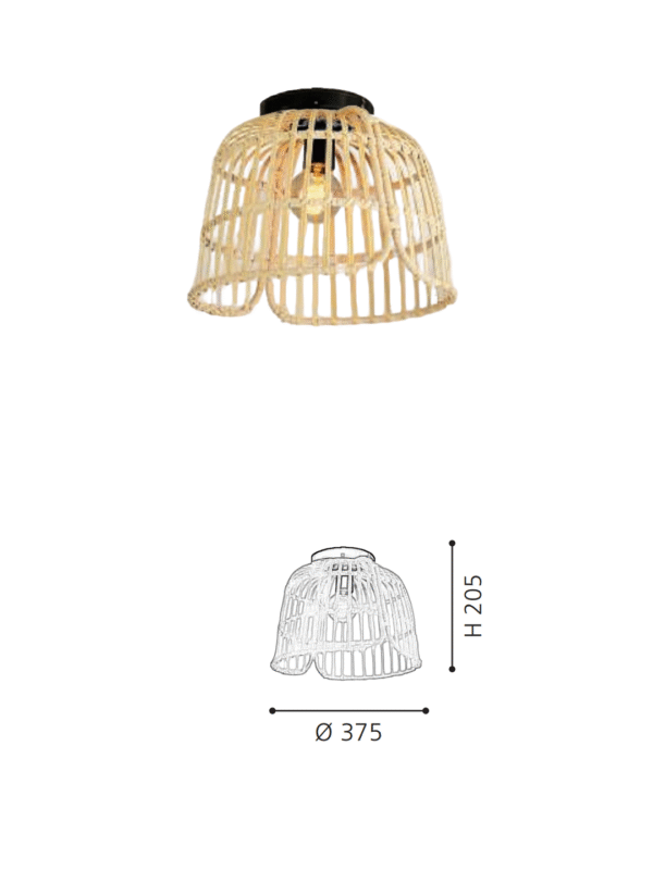 Natural Rattan Ceiling Light | Boho Flush Mount Lighting for Bedroom & Living Room