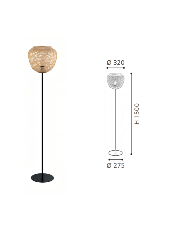 Natural Rattan Floor Lamp | Boho Woven Standing Light for Living Room & Bedroom