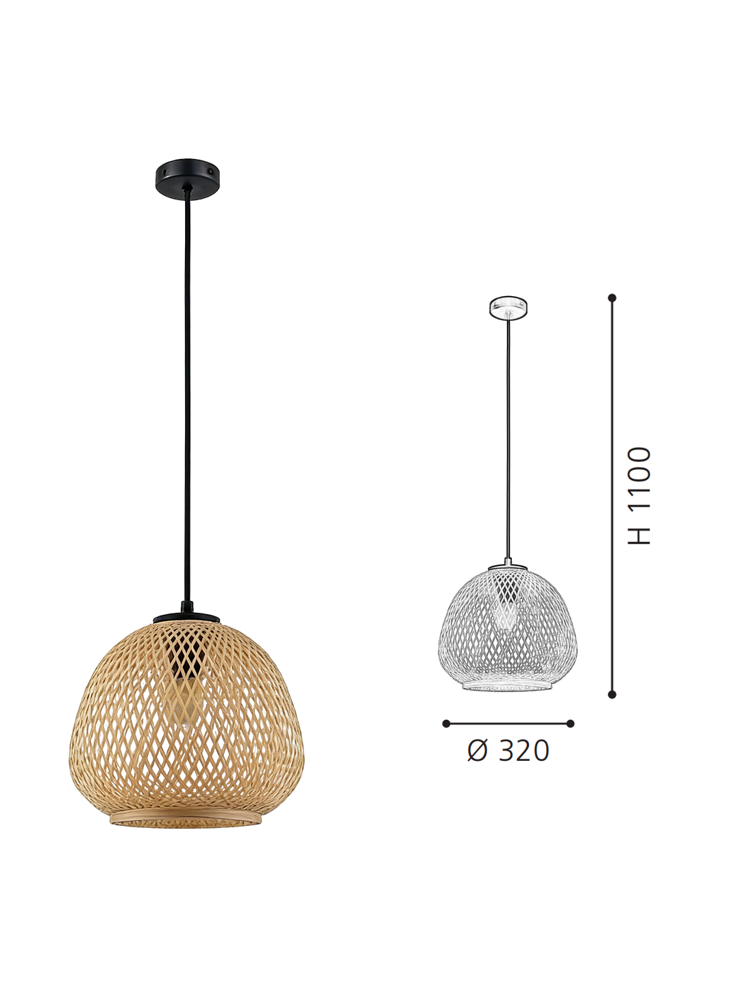 Rattan Dome Pendant Light | Handwoven Boho Hanging Lamp for Modern Home Decor - Image 2