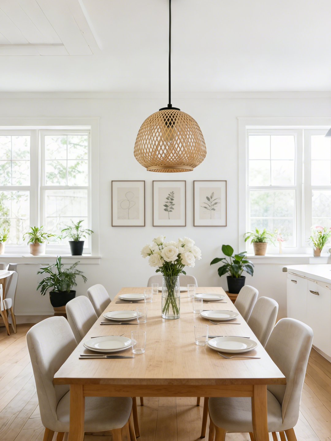 Rattan Dome Pendant Light | Handwoven Boho Hanging Lamp for Modern Home Decor - Image 1