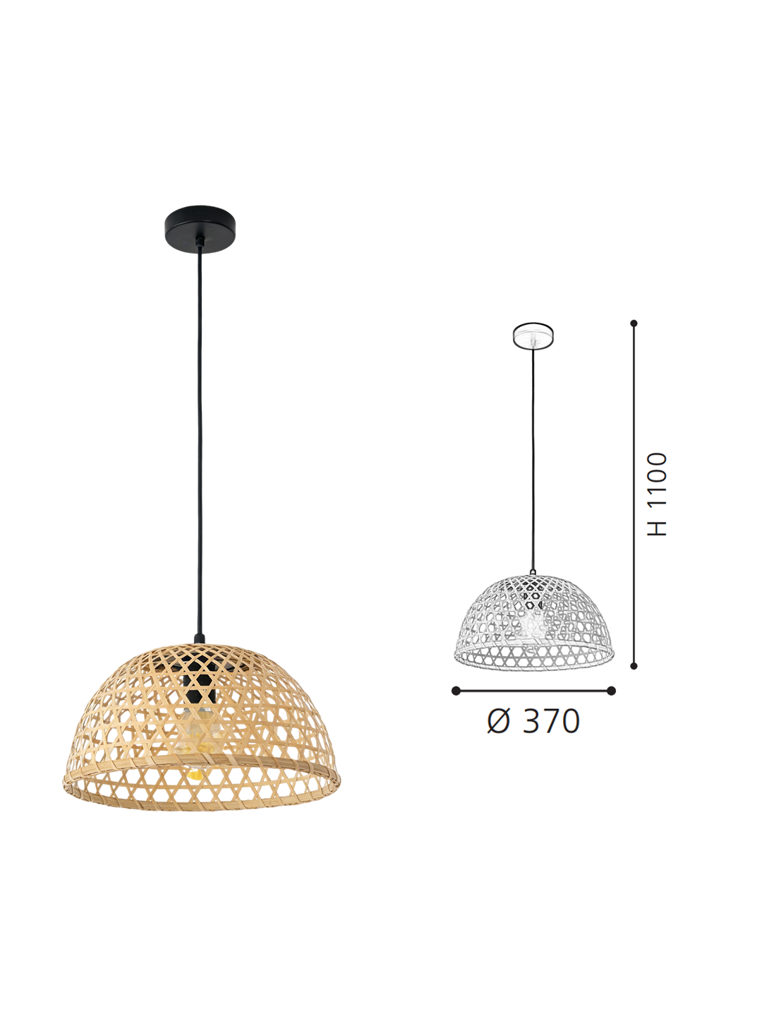 Rattan Bowl Pendant Light | Handwoven Boho Hanging Lamp for Modern Home Decor - Image 2