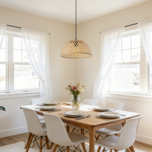 Rattan Bowl Pendant Light | Handwoven Boho Hanging Lamp for Modern Home Decor