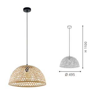 Rattan Bowl Pendant Light | Handwoven Boho Hanging Lamp for Modern Home Decor - Image 2