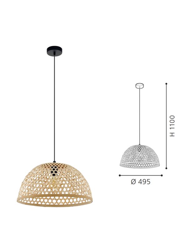 Rattan Bowl Pendant Light | Handwoven Boho Hanging Lamp for Modern Home Decor