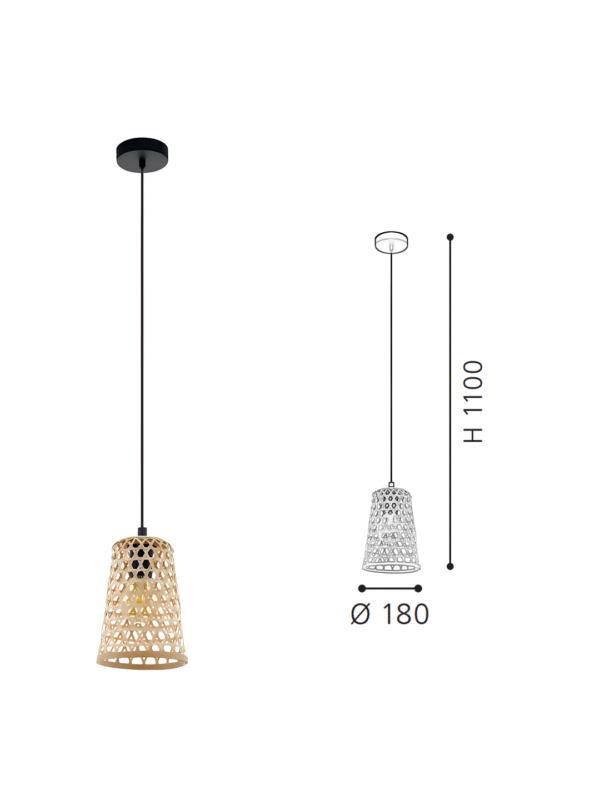 Rattan Bowl Pendant Light | Handwoven Boho Hanging Lamp for Modern Home Decor