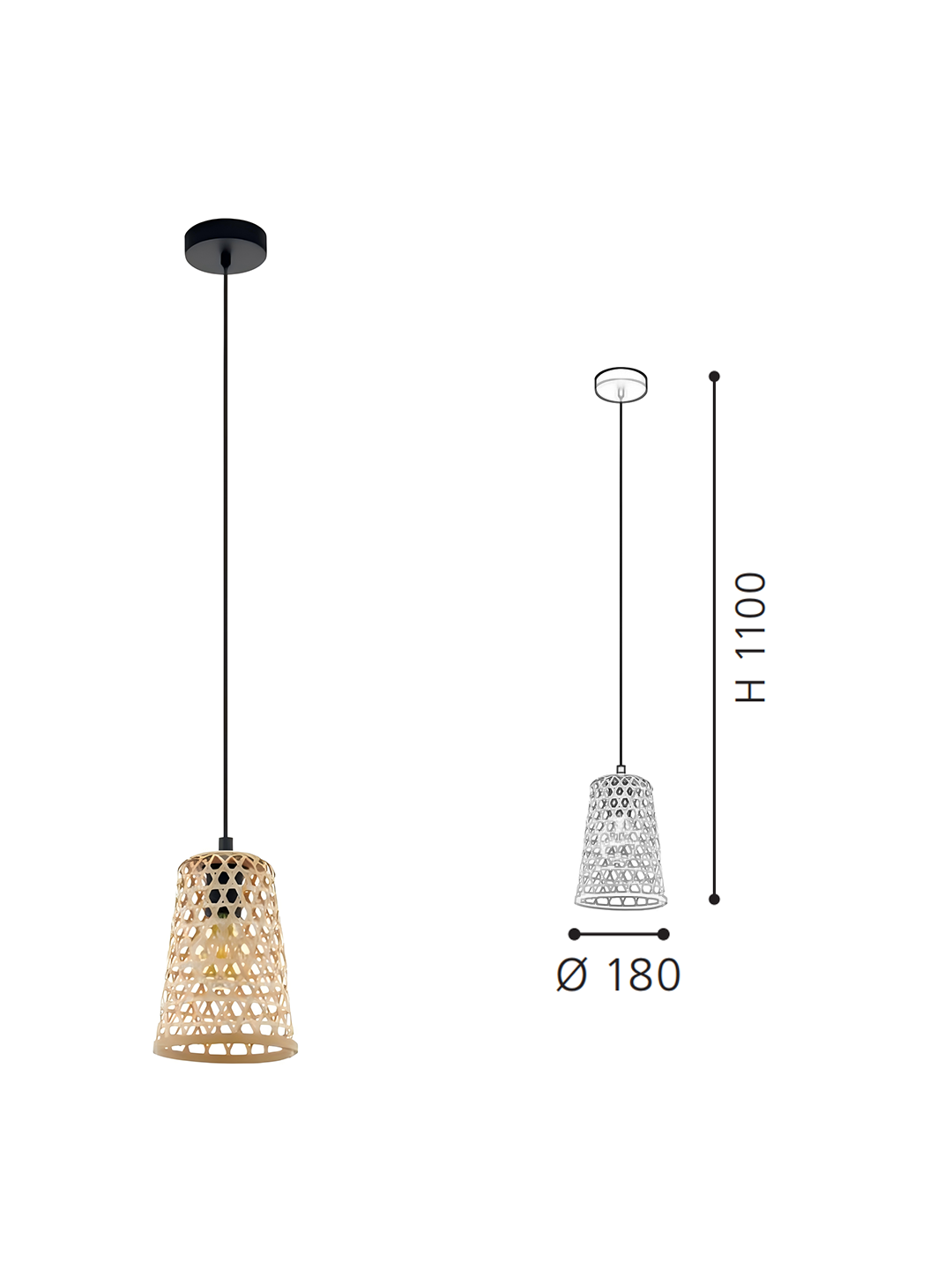 Rattan Bowl Pendant Light | Handwoven Boho Hanging Lamp for Modern Home Decor - Image 2