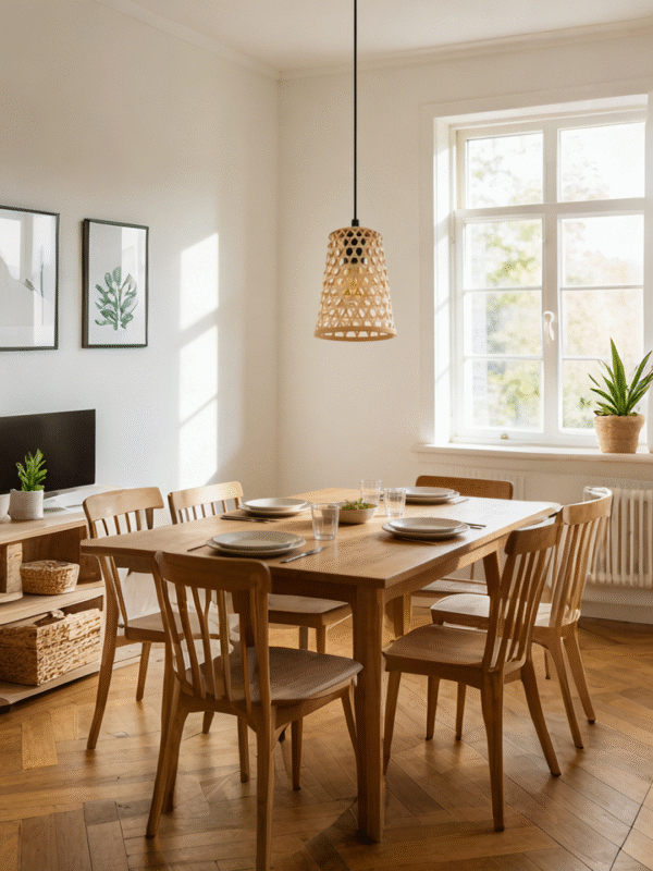 Rattan Bowl Pendant Light | Handwoven Boho Hanging Lamp for Modern Home Decor