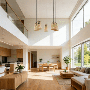 5-Light Rattan Cluster Pendant Light | Handwoven Boho Multi-Light Chandelier