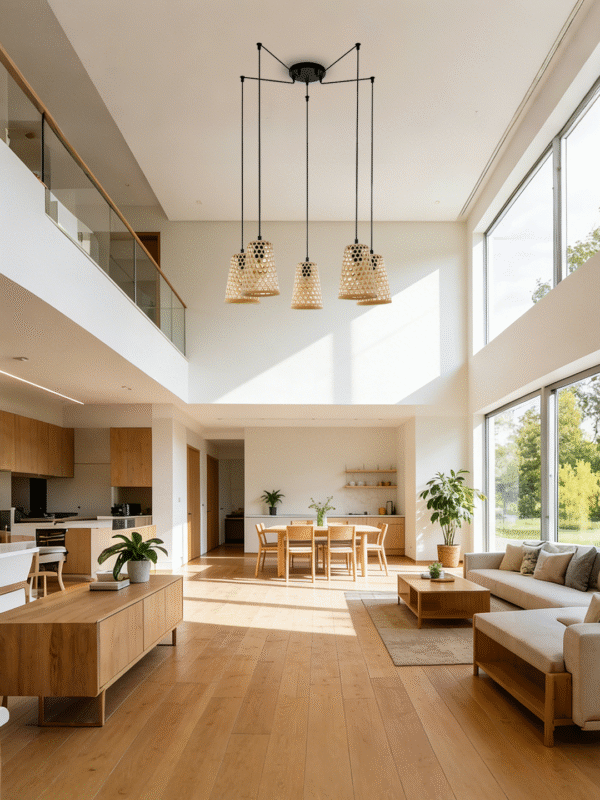 5-Light Rattan Cluster Pendant Light | Handwoven Boho Multi-Light Chandelier