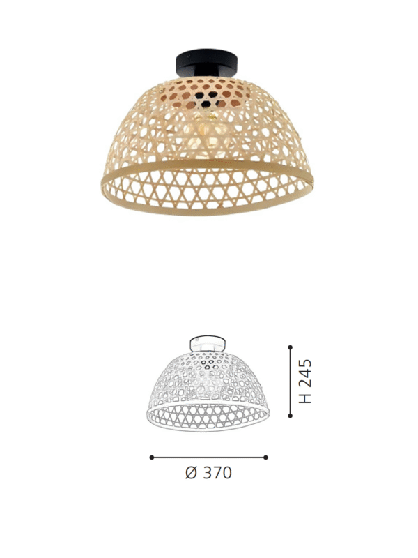 Rattan Bowl Flush Mount Ceiling Light | Handwoven Boho Lighting for Modern Home Decor