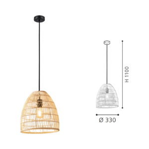 Large Rattan Dome Pendant Light | Handwoven Boho Hanging Lamp for Dining Spaces - Image 2