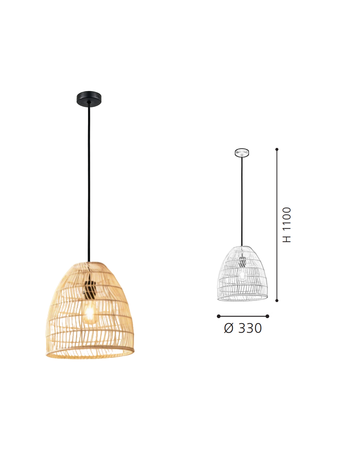 Large Rattan Dome Pendant Light | Handwoven Boho Hanging Lamp for Dining Spaces - Image 2