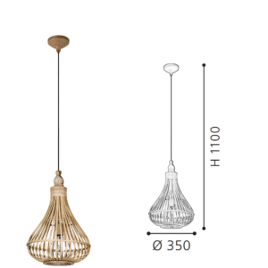 Rattan Teardrop Pendant Light | Handcrafted Boho Hanging Lamp for Modern Home Decor - Image 2