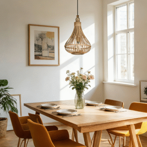 Rattan Teardrop Pendant Light | Handcrafted Boho Hanging Lamp for Modern Home Decor