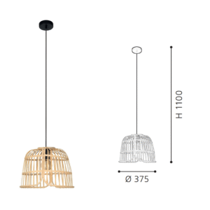 Natural Rattan Pendant Light | Boho Flush Mount Lighting for Bedroom & Living Room - Image 2