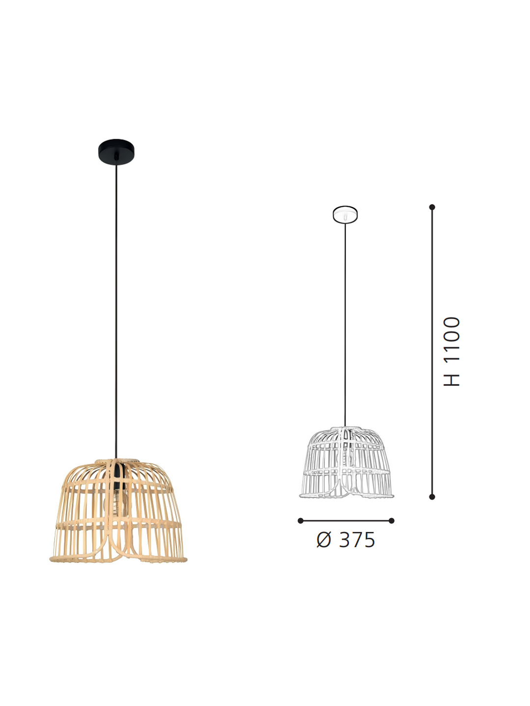 Natural Rattan Pendant Light | Boho Flush Mount Lighting for Bedroom & Living Room - Image 2