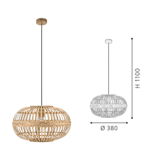 Rattan Oval Pendant Light | Handwoven Boho Hanging Lamp for Modern Home Decor - Image 2