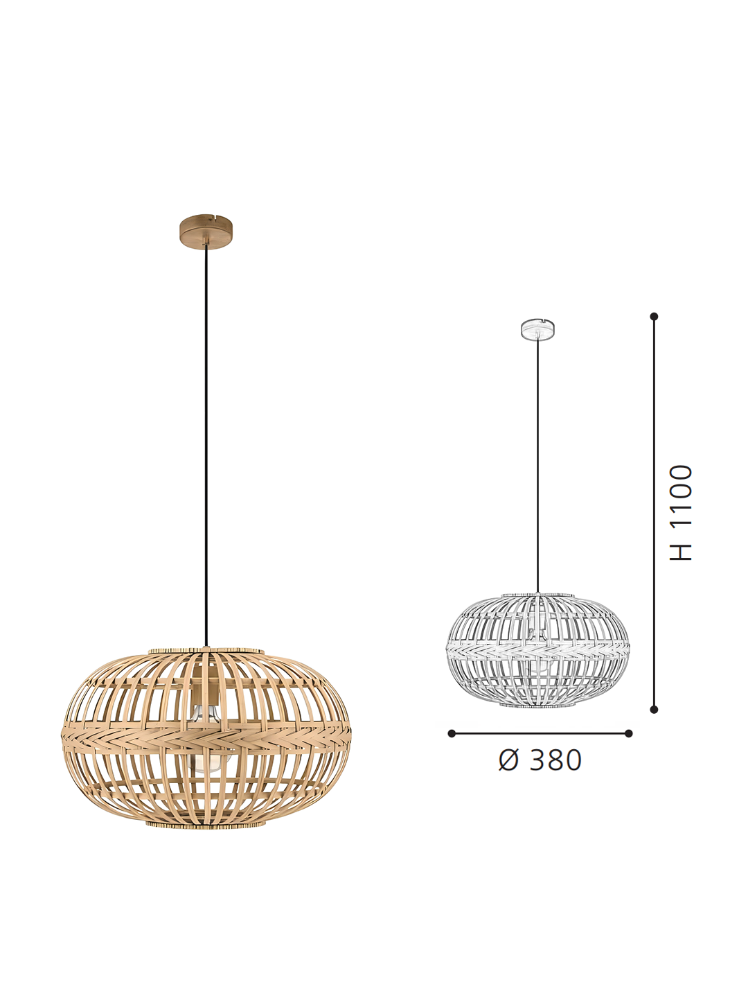 Rattan Oval Pendant Light | Handwoven Boho Hanging Lamp for Modern Home Decor - Image 2