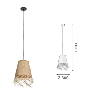 Fringed Rattan Pendant Light | Boho Tasseled Hanging Lamp for Modern Home Decor - Image 2