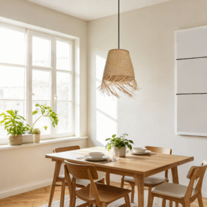 Fringed Rattan Pendant Light | Boho Tasseled Hanging Lamp for Modern Home Decor