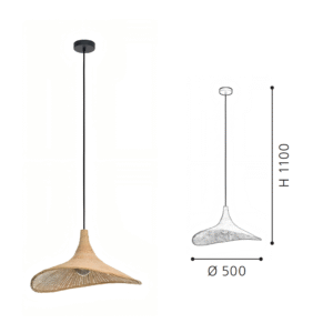 Wide Brim Rattan Pendant Light | Handwoven Boho Hanging Lamp for Modern Home Decor - Image 2