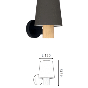 Dark Grey Fabric Shade Wall Sconce with Wood Accent | Modern Minimalist Wall Lamp for Bedroom & Hallway - Image 2