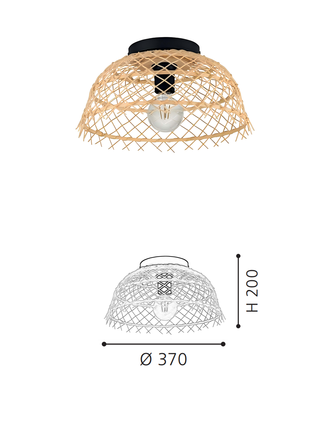 Handwoven Rattan Flush Mount Ceiling Light | Boho Woven Lighting for Modern Home Decor - Image 2